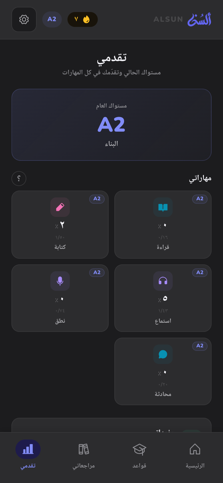 تقدّمي — لوحة المهارات